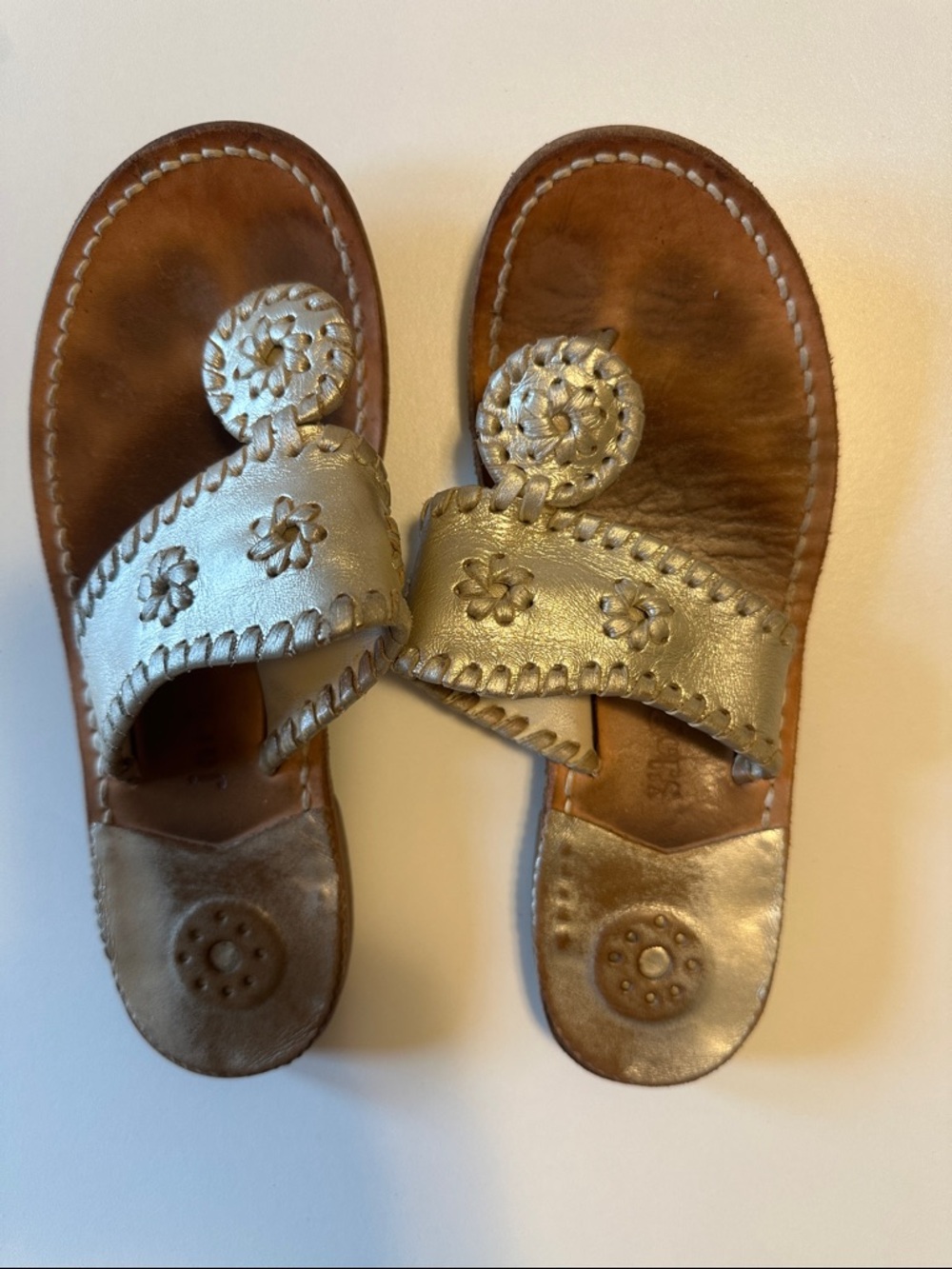 Jack Rogers Girls Metallic Gold Leather Sandals